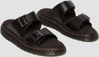 Dr. Martens Josef 31570001 Sandals Mens Black Leather Round Toe Slide RHS8387