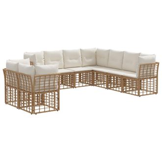 vidaXL Conjunto De Sof&aacute;s De Exterior Natural Poli&eacute;ster Vidaxl