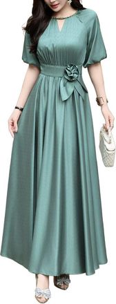 Burryco Burryco Short Sleeve Solid Maxi Dress