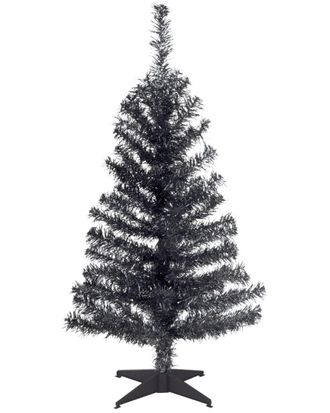 National Tree Company 3Ft Black Tinsel Tree With Plastic Stand