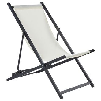 Beliani Beliani - Tumbona De Jard&iacute;n Moderna Estructura De Metal Silla Plegable Asiento De Hamaca Plegable Beige Claro Y Negro Locri Ii