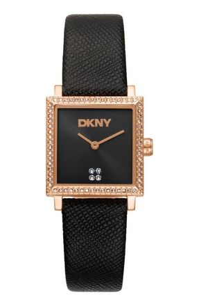 DKNY Milanese Square Watch, 24mm x 31mm in Black/Rose Gold at Nordstrom