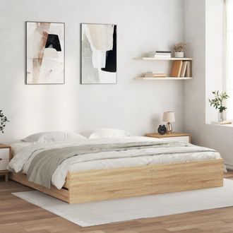 vidaXL Giroletto Cassetti Rovere Sonoma 200x200 Cm Legno Multistrato - Vidaxl