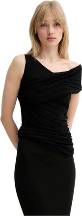 Rick Owens Overhemden, Dames, Zwart, L, Draped Sleeveless Top