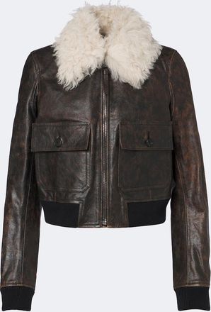 Fendi Shearling-trimmed leather jacket