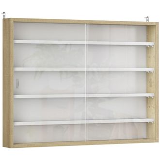 HOMCOM Vitrina expositora 80x9.5x60 cm roble y blanco