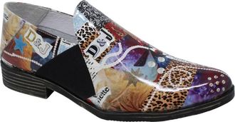 Django & Juliette Womens Kefect Loafers In Collage Print Patent Leather