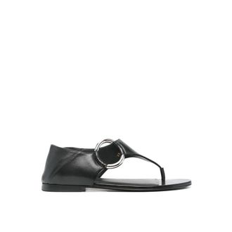 Saint Laurent Black Calfskin Flat Womens Sandals
