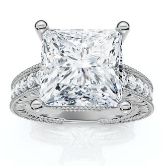 Pompeii3 Certified 4 1/5Ct Princess Cut Diamond Vintage Engagement Ring Lab Grown