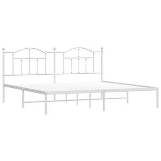 Berkfield Home Metal Bed Frame with Headboard White 200x200 cm