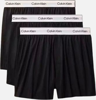 Calvin Klein Mens 3-Pack Icon Cotton Stretch Boxer Shorts, Black/White - Size: 32/30/31