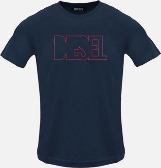 Diesel Mens Diesel Outlined Logo Total Eclipse T-Shirt - Navy - Size: 38