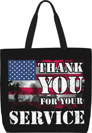 Generic Women Handbag Thank You For Your Service,Patriotic Veterans Day Handbag Folding Girls Shopping Bags, For Gym, Holiday, Daily, School, Work
