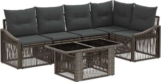 vidaXL Conjunto De Sof&aacute;s De Jard&iacute;n 6 Uds. Gris Y Gris Oscuro Vidaxl