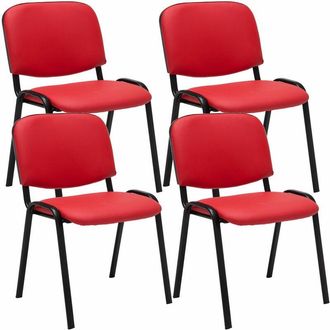 Clp Clp - Set De 4 Sillas De Reuniones Ken En Cuero Pu Rojo