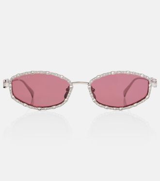 Gucci Crystal-embellished oval sunglasses
