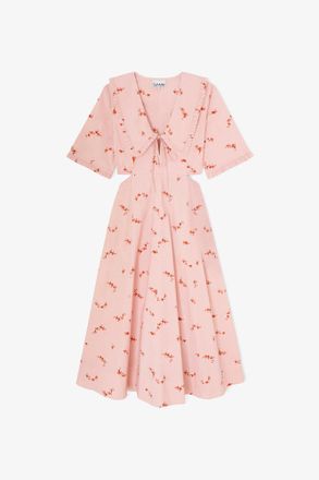 Ganni Pink Dress in Cotton - Size 10/12 Organic
