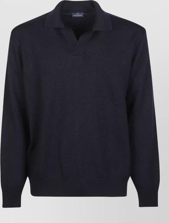 Paul & Shark knitted polo sweater v neck ribbed cuffs hem