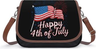 Generic Happy 4th of July US Flag Small Womens Crossbody Bags Shoulder Handbag with Adjustable Strap for Travel
