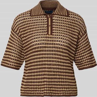 Polo Ralph Lauren Strickpullover mit kurzer Knopfleiste in Dunkelbraun, Gr&ouml;&szlig;e XL