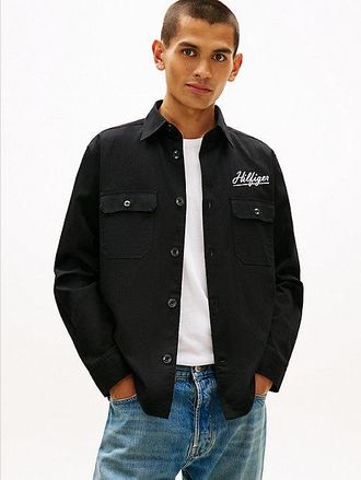 Tommy Hilfiger Back Logo Herringbone Relaxed Fit Overshirt