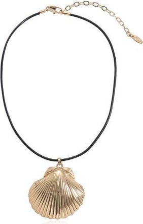 Ettika Clam Shell Pendant Leather Cord Necklace in Gold at Nordstrom Rack