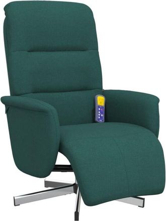 vidaXL Vidaxl - Sillón reclinable de masaje con reposapiés tela verde oscuro
