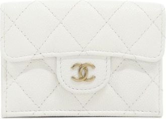 Chanel White Grained Calfskin Wallet (Tri-Fold) (Pre-Owned)