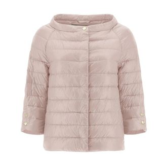 Herno Down Jackets, female, Pink, Size: XL Cleofe Cropped Sleeve Jacket