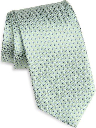 David Donahue Geometric Jacquard Silk Tie in Green at Nordstrom