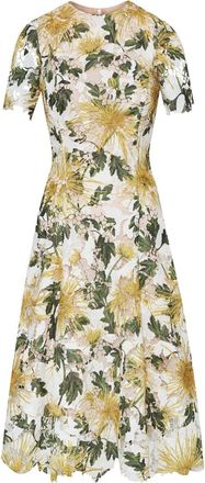 Oscar De La Renta Chrysanthemum Guipure midi dress - women - Viscose/Cotton/Silk - 0 - Yellow
