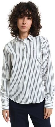 GANT Regular Fit Gestreept Poplin Overhemd - Dames - Overhemden - Wit - S - Katoen - Overhemden