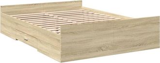 vidaXL Bed Frame with Drawers without Mattress Sonoma Oak 140x190 cm Vidaxl