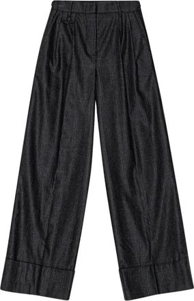 Remain Op Maat Gemaakte Wijde Suiting Broek - Dames - Wijde Broeken - Zwart - S - Wol - Broeken