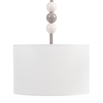 Beliani L&aacute;mpara Colgante De Metal Con Pantalla Cil&iacute;ndrica De Tela Estilo Moderno De Mediados De Siglo Blanco Y Beige Loky