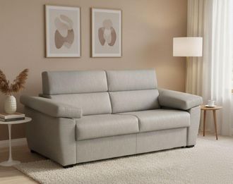 Dmora Sof&aacute; Fijo 3 Plazas Vilma, Sof&aacute; Lineal Para Sal&oacute;n, Acolchado, Desenfundable, Calidad 100% Made In Italy, 225x95 H100 Cm, Gris Claro - Dmora