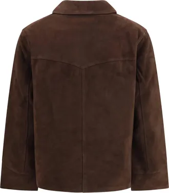 Tory Burch Womens Suede Jacket Light Chocolate Goatskin-Hircus Goatskin Blazers & Vests Goatskin/hircus