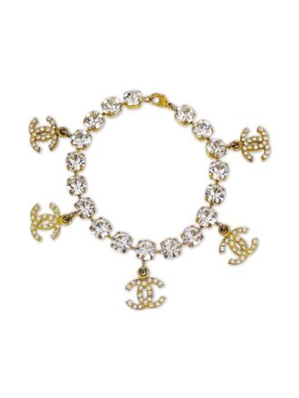 Chanel 1995 CC rhinestone-embellished bracelet - Gold