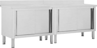 vidaXL Vidaxl - Mesas De Trabajo Puertas Correderas 2 Ud Acero 240x50x(95-97)cm