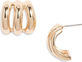 BP. Wide Triple Row Hoop Earrings in Gold at Nordstrom