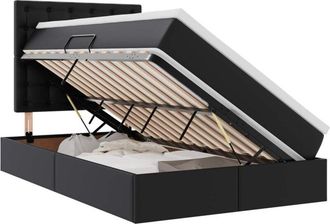 vidaXL Storage Bed with Mattress Black 120 x 190 cm Faux Leather vidaXL