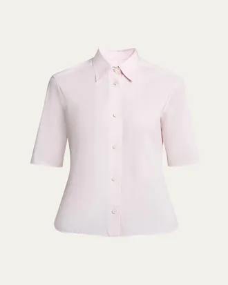 Jil Sander Elbow-Sleeve Slim Button-Down Shirt