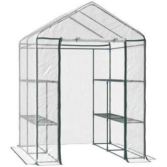 OUTSUNNY Invernadero transparente 143x143x195cm transparente y verde