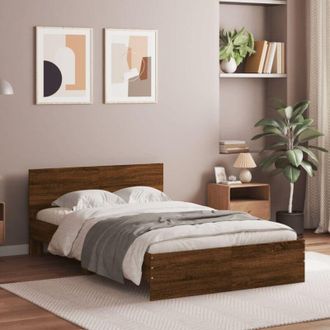 vidaXL Estructura De Cama Con Cabecero Marr&oacute;n Roble 120x200 Cm Vidaxl
