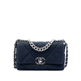 Chanel Pre-owned 19 Flap Bag - Dames - Pre-owned - Blauw - Maat: ONE Size Leer