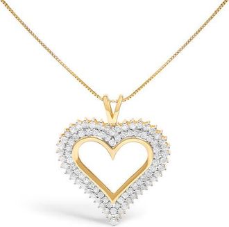 House of Brilliance Silver 3.00 Cttw Diamond Heart Pendant Necklace in Yellow at Nordstrom