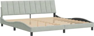 vidaXL Vidaxl - Estructura De Cama Sin Colch&oacute;n Terciopelo Gris Claro 200x200 Cm
