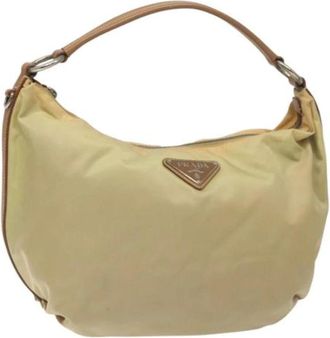 Prada Pre-owned Shoulder Bags, female, Beige, Size: ONE SIZE Pre-owned Vintage Nylon Shoulder Bag