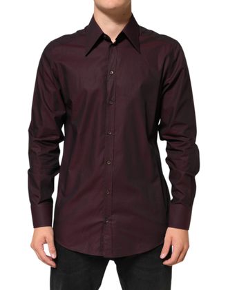 Dolce & Gabbana Violet GOLD Cotton Collared Dress Formal Mens Shirt