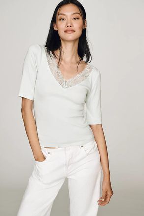 Maeve V-Neck Henley T-Shirt Top